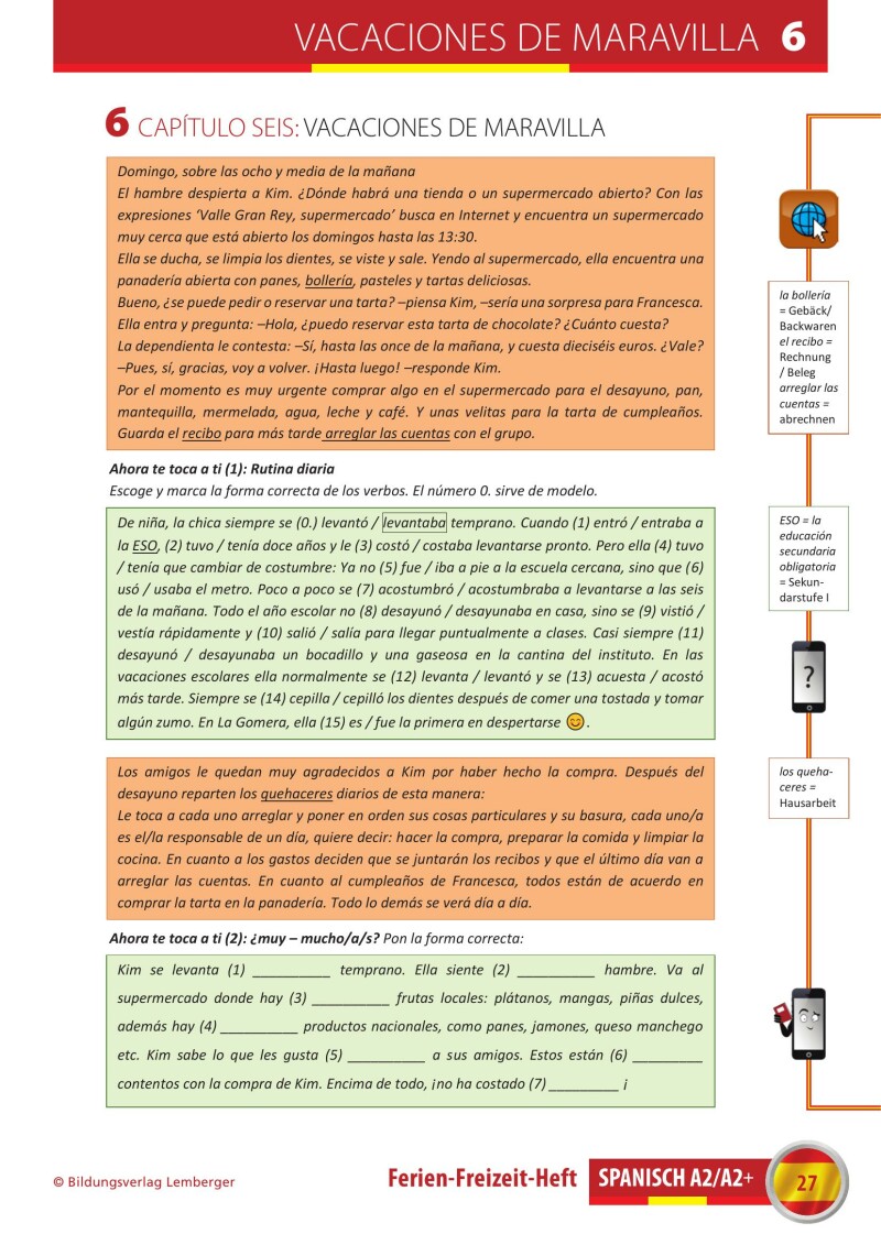 Spanisch – Ferien-Freizeit-Heft A2/A2+