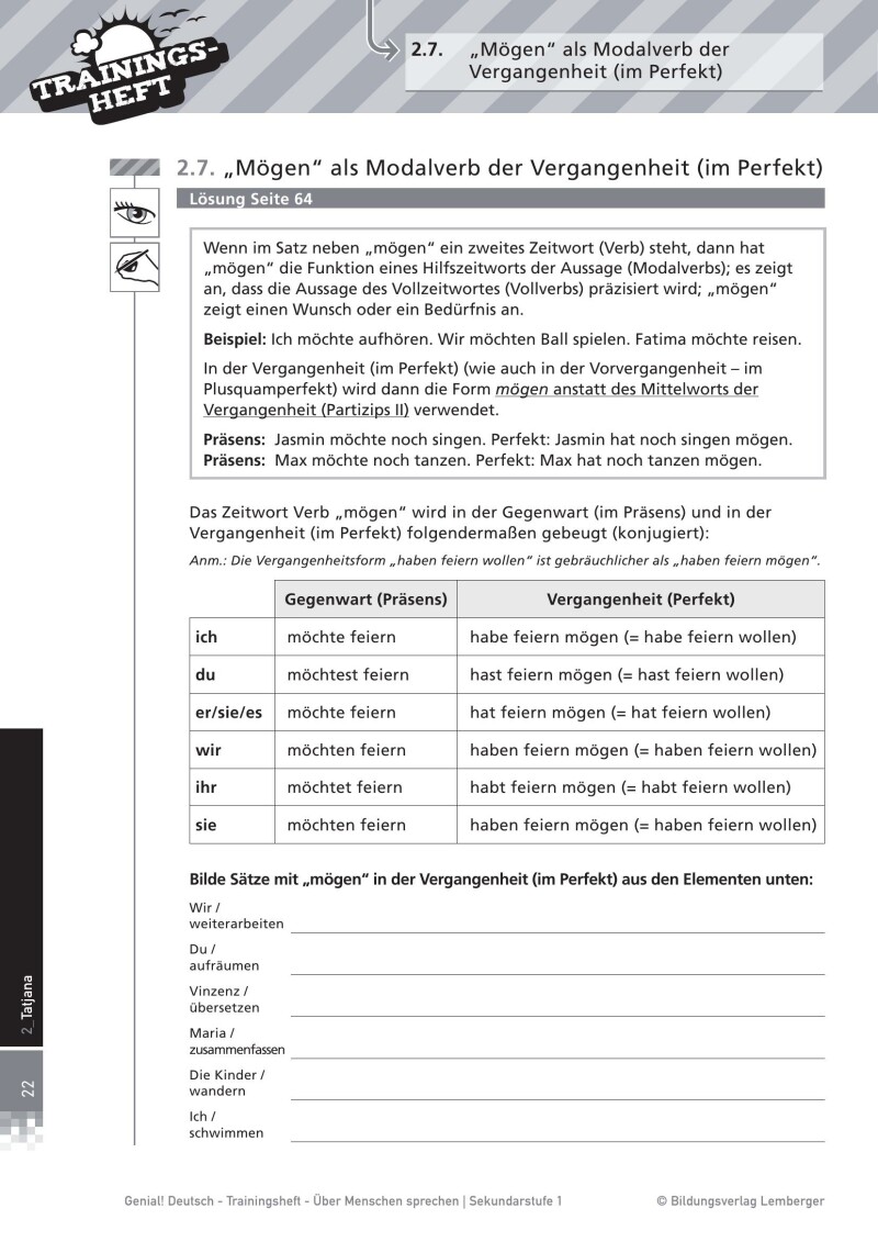 Genial! Deutsch – Trainingsheft Über Menschen sprechen: Mündllich erzählen – Sek 1