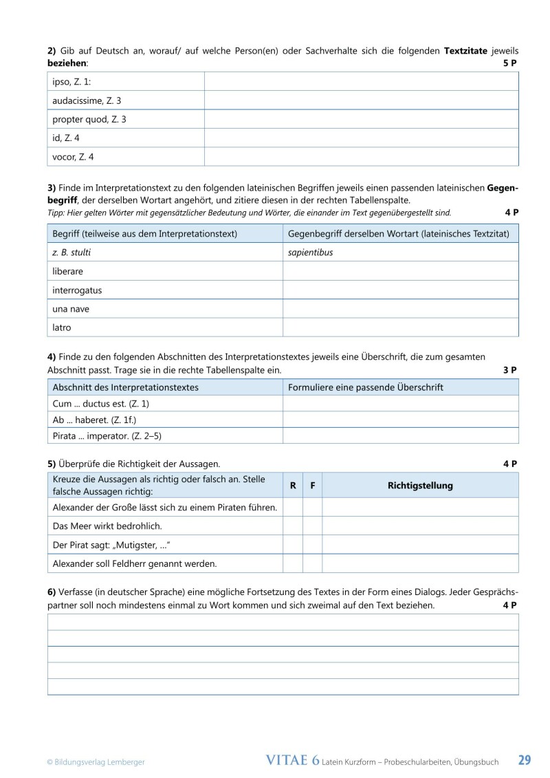 Vitae 6 / Probeschularbeiten