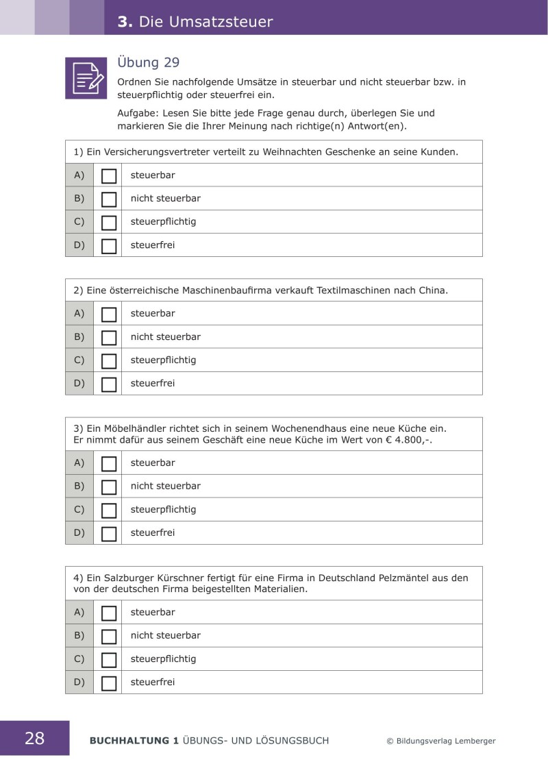 Buchhaltung 1 - Übungsbuch mit Lösungen