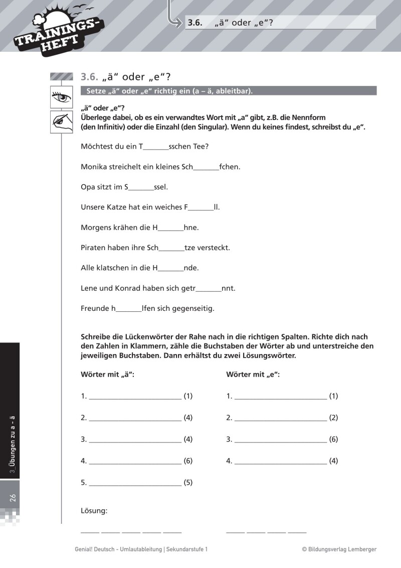 Genial! Deutsch – Trainingsheft Umlautableitung – Sek 1