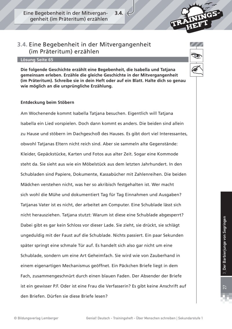 Genial! Deutsch – Trainingsheft Über Menschen schreiben: Schriftlich erzählen – Sek 1