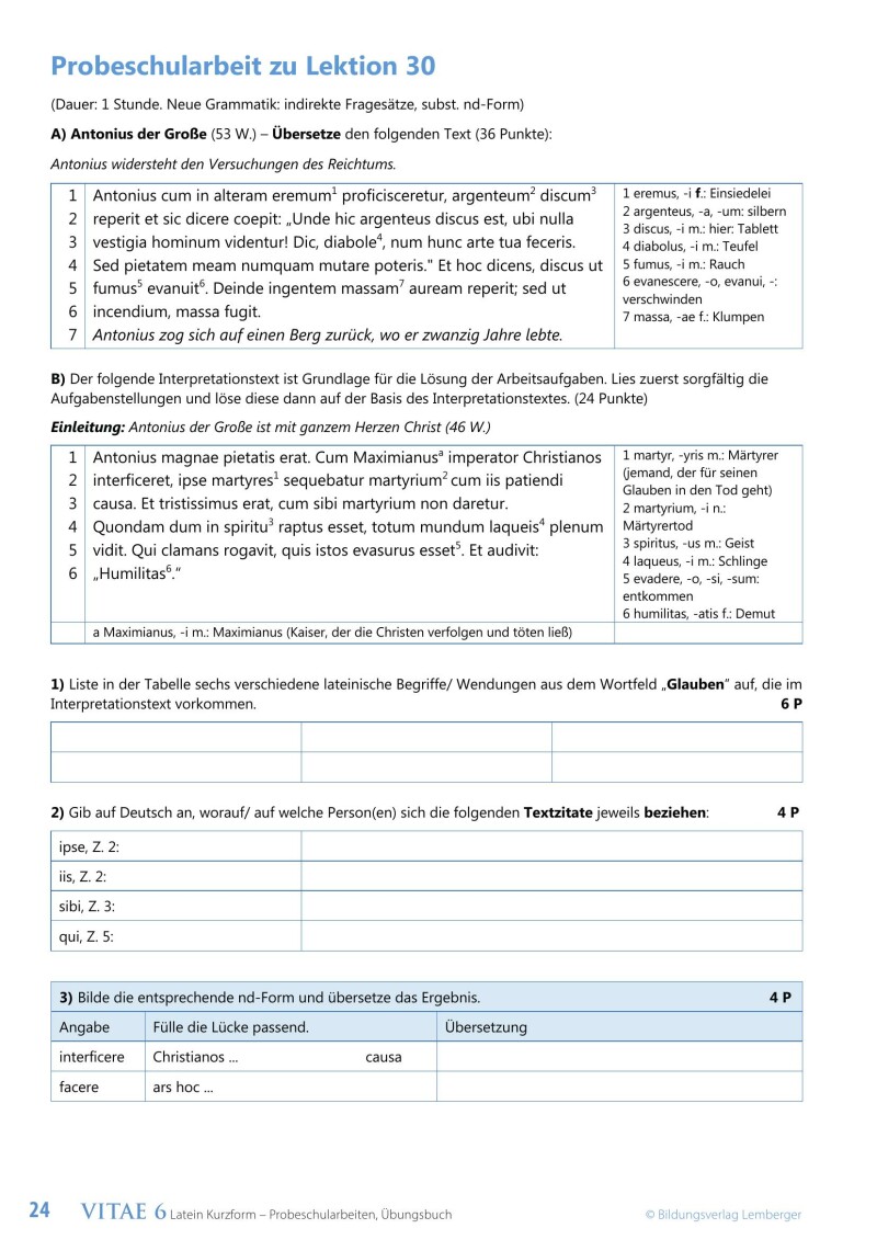 Vitae 6 / Probeschularbeiten