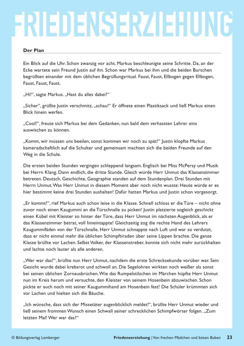 Friedenserziehung - Von frechen Mädchen und bösen Buben