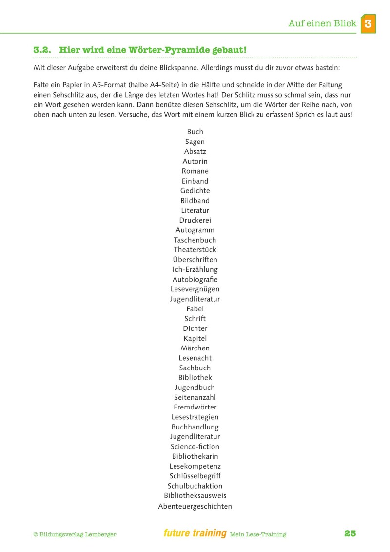 Kompetenz Lernen® - future training - Mein Lese-Training