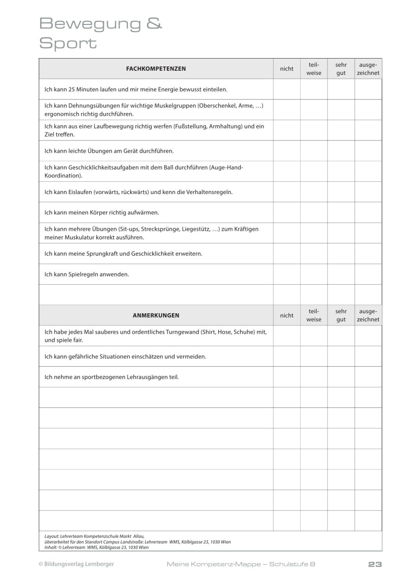 Kompetenz Lernen® - future training - Meine Kompetenz-Mappe 4. Klasse