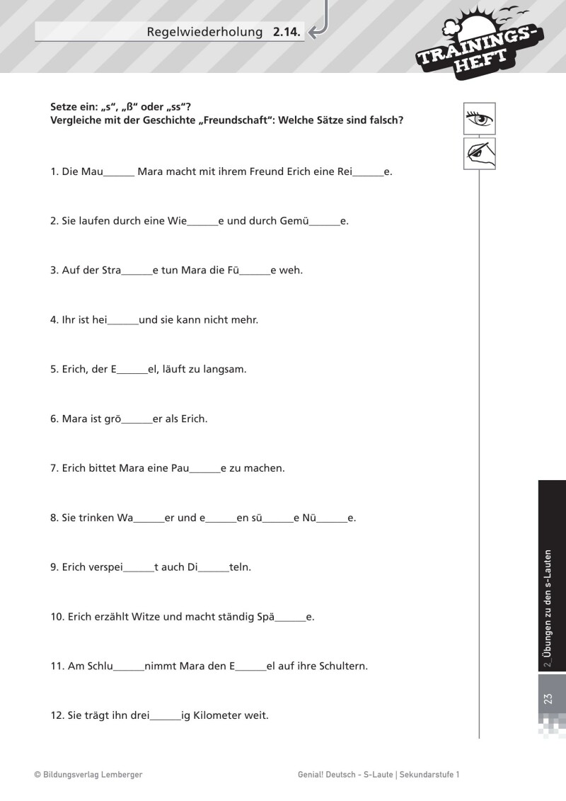 Genial! Deutsch – Trainingsheft s-Laute – Sek 1