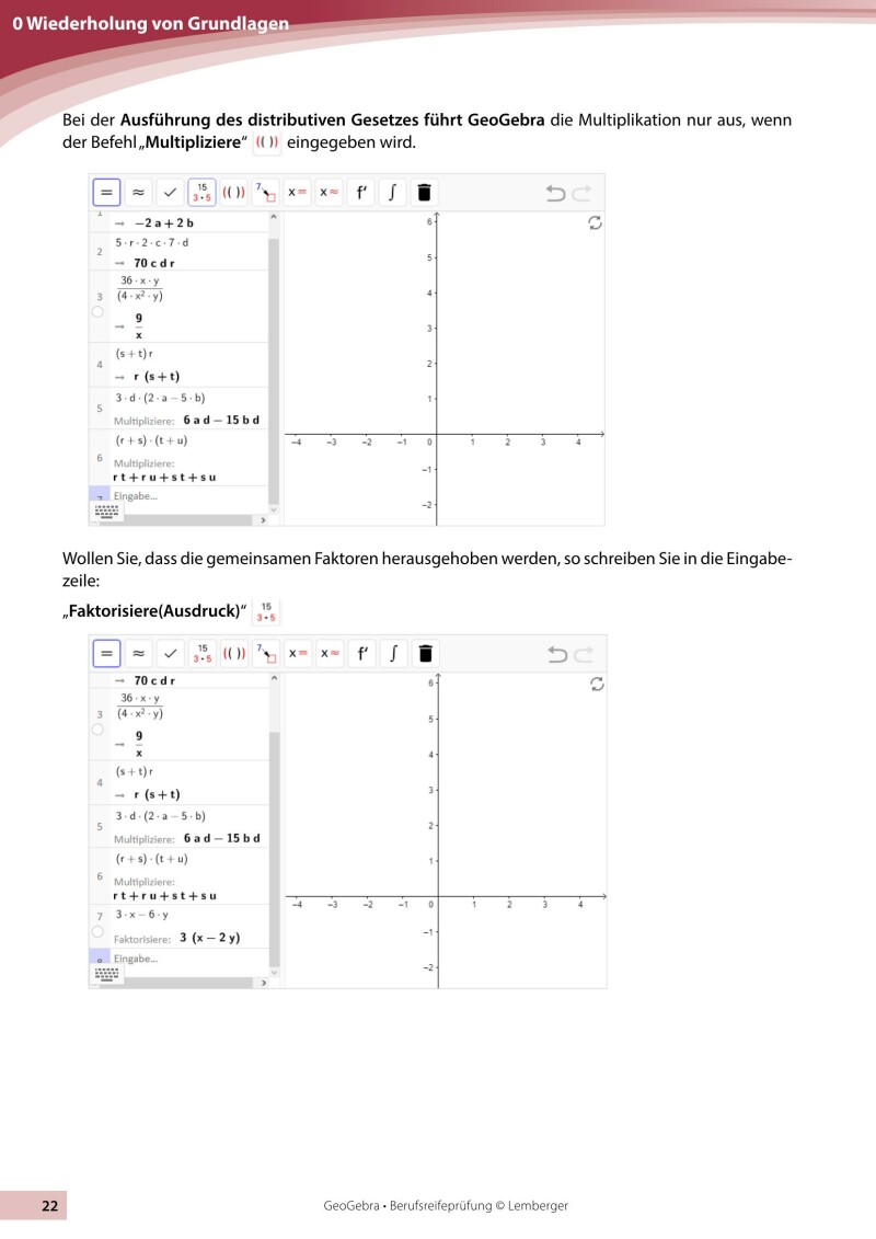 Berufsreifeprüfung Mathematik - Geogebra