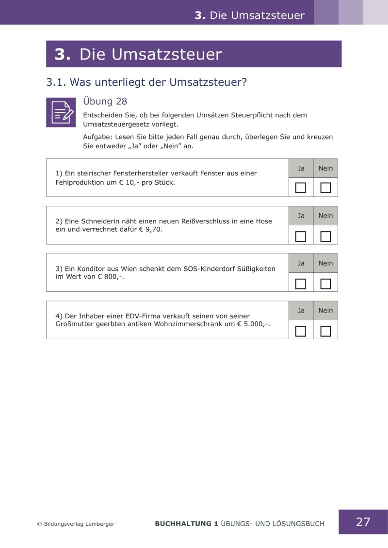 Buchhaltung 1 - Übungsbuch mit Lösungen