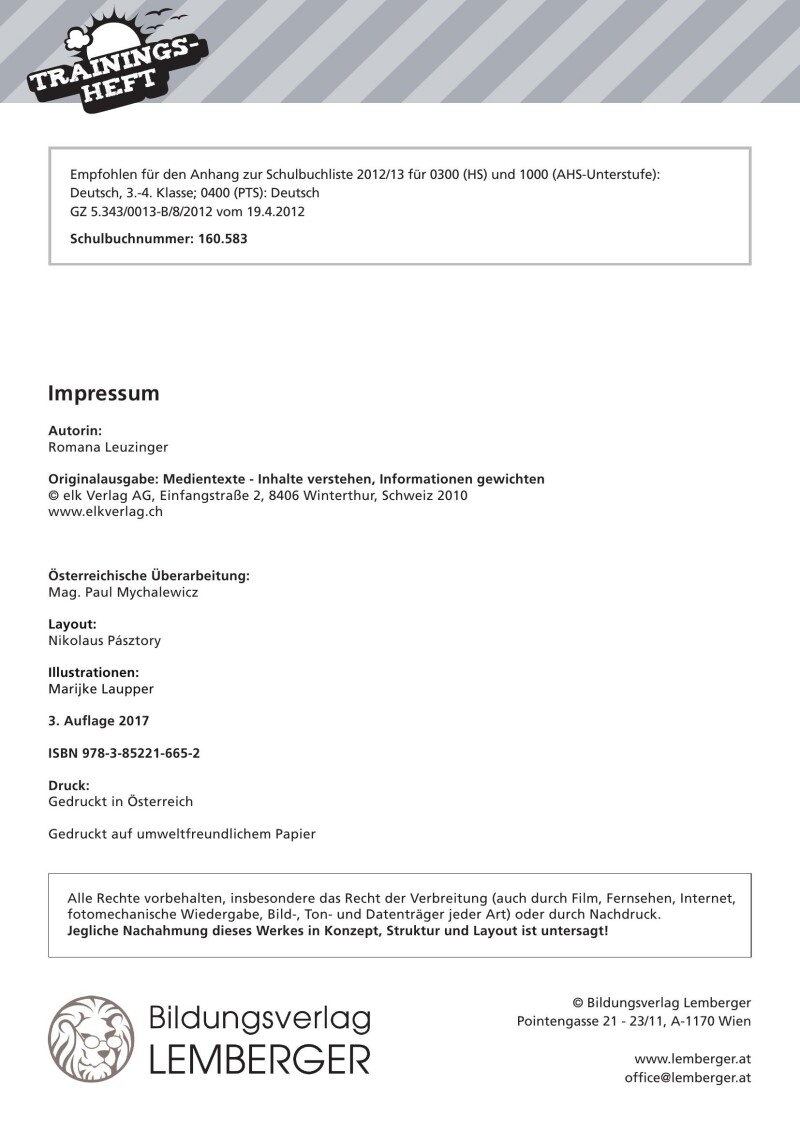 Genial! Deutsch – Trainingsheft Medientexte: Inhalte verstehen – Informationen gewichten – Sek 1