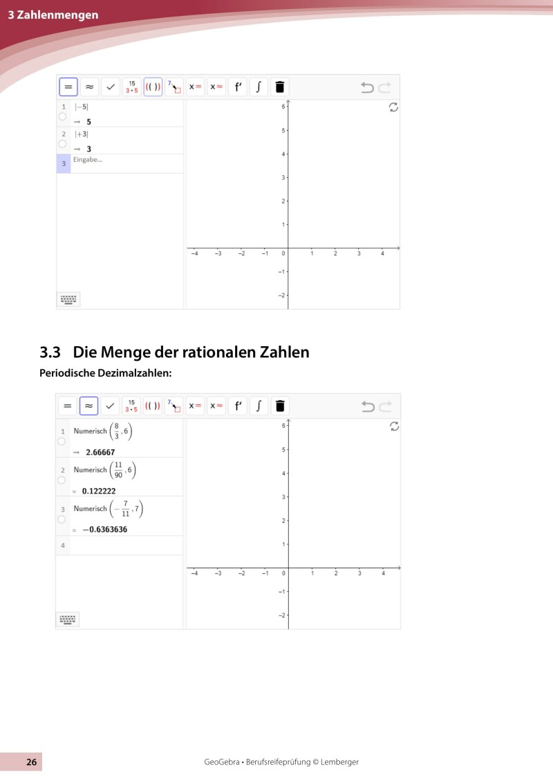 Berufsreifeprüfung Mathematik - Geogebra