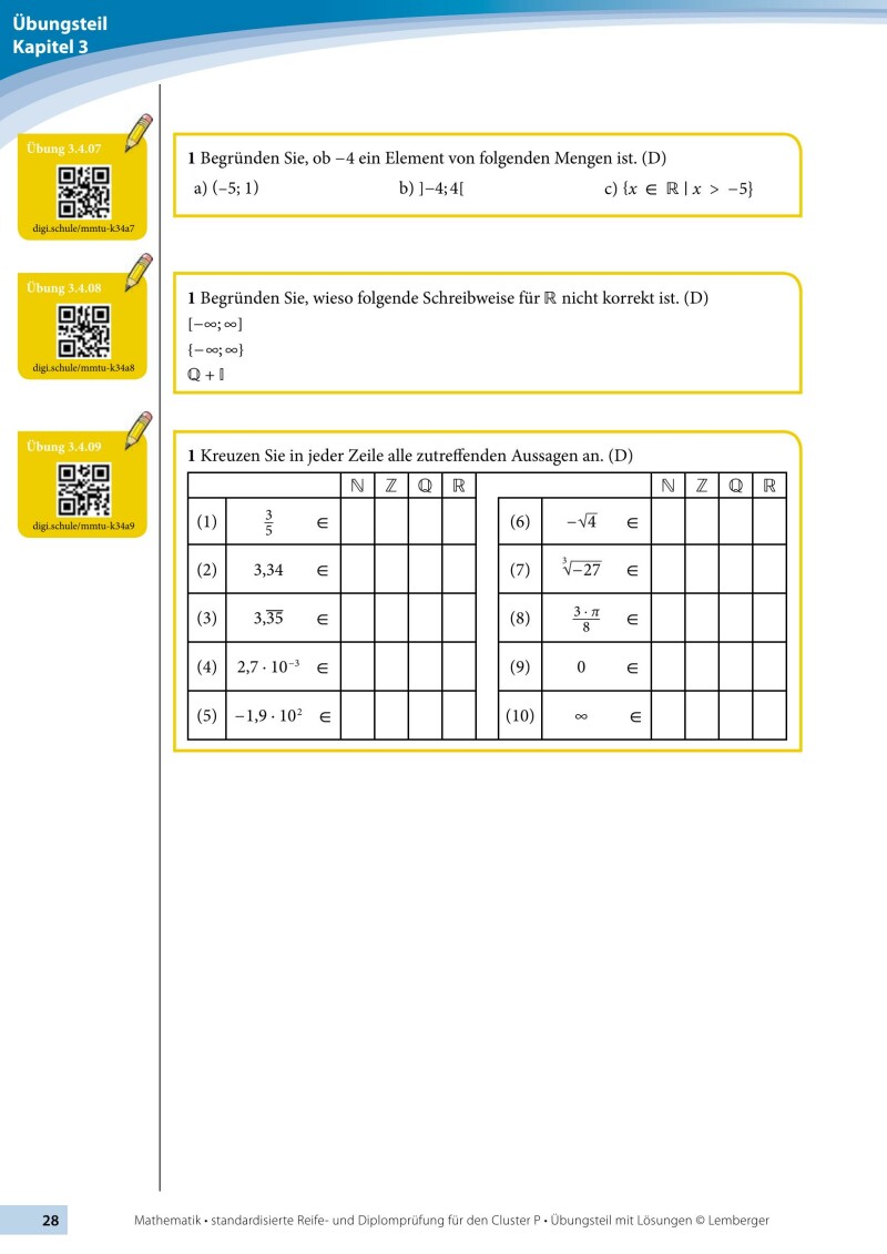 Mathematik-Maturatraining für BAfEP und BASOP - Übungsteil mit Lösungen