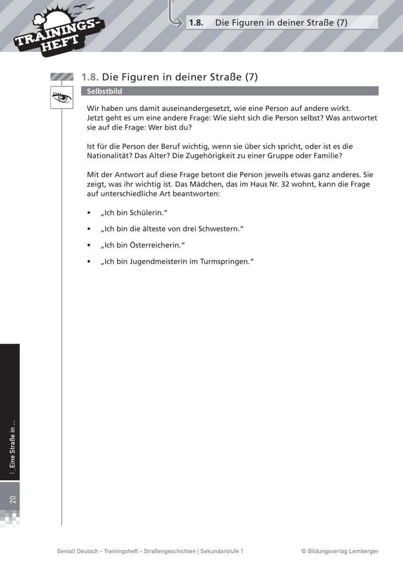 Genial! Deutsch – Trainingsheft Projekt Roman: Straßengeschichten – Sek 1