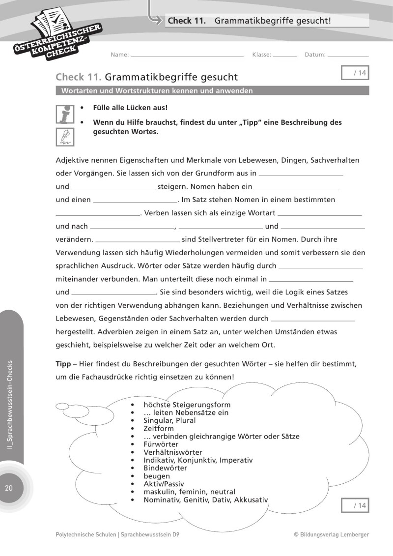 Genial! Deutsch – Evaluation: Österreichischer Kompetenz-Check Sprachbewusstsein D9, PTS