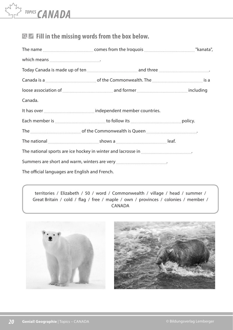 Genial! GW 4 – topics 1: Canada