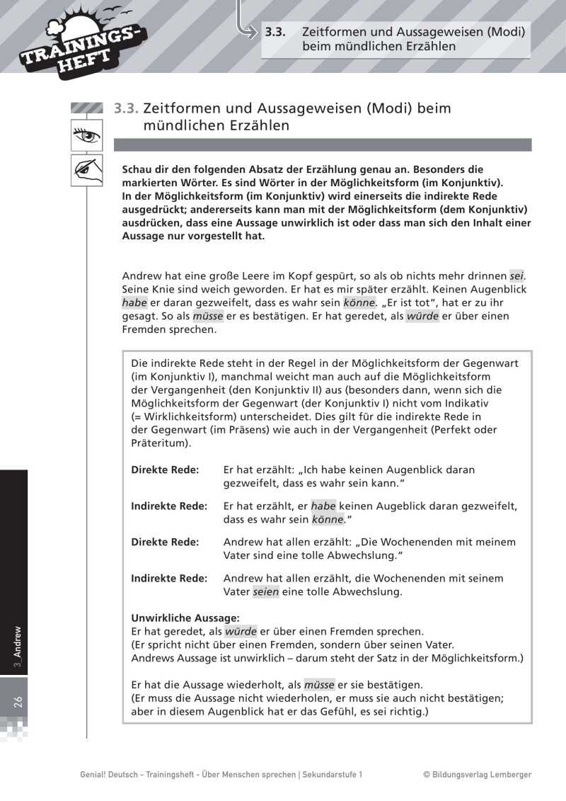 Genial! Deutsch – Trainingsheft Über Menschen sprechen: Mündllich erzählen – Sek 1