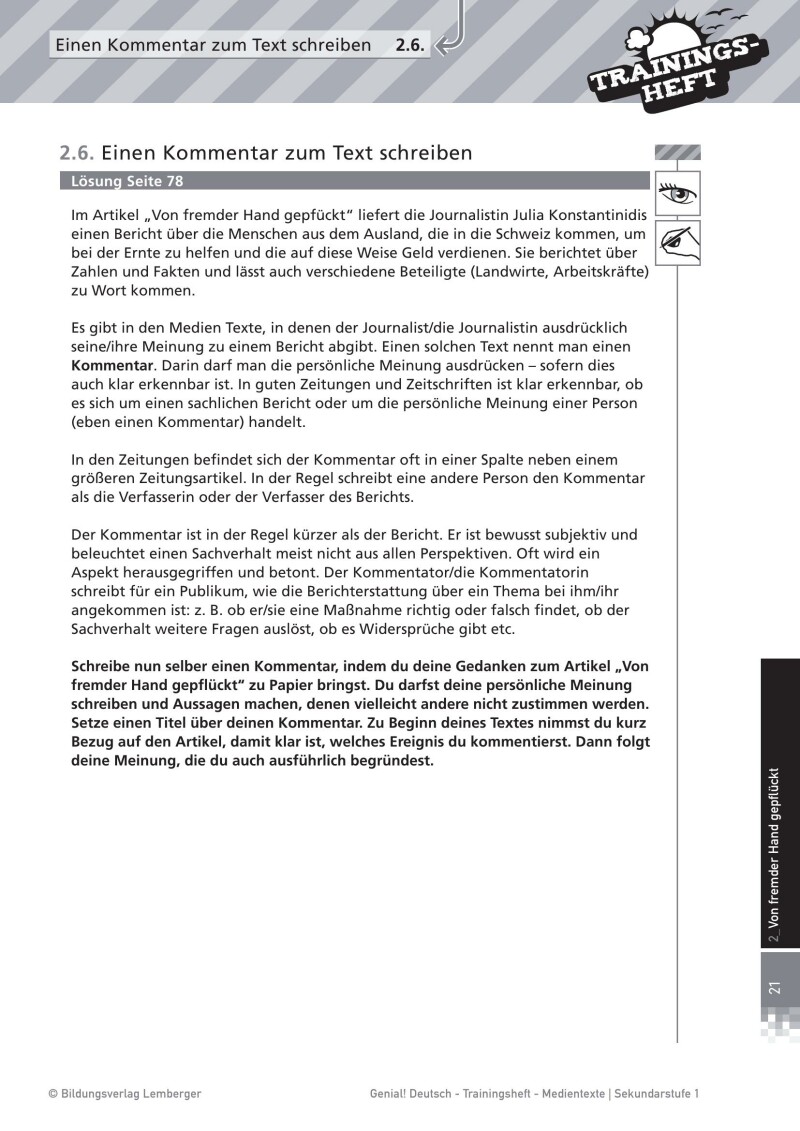 Genial! Deutsch – Trainingsheft Medientexte: Inhalte verstehen – Informationen gewichten – Sek 1