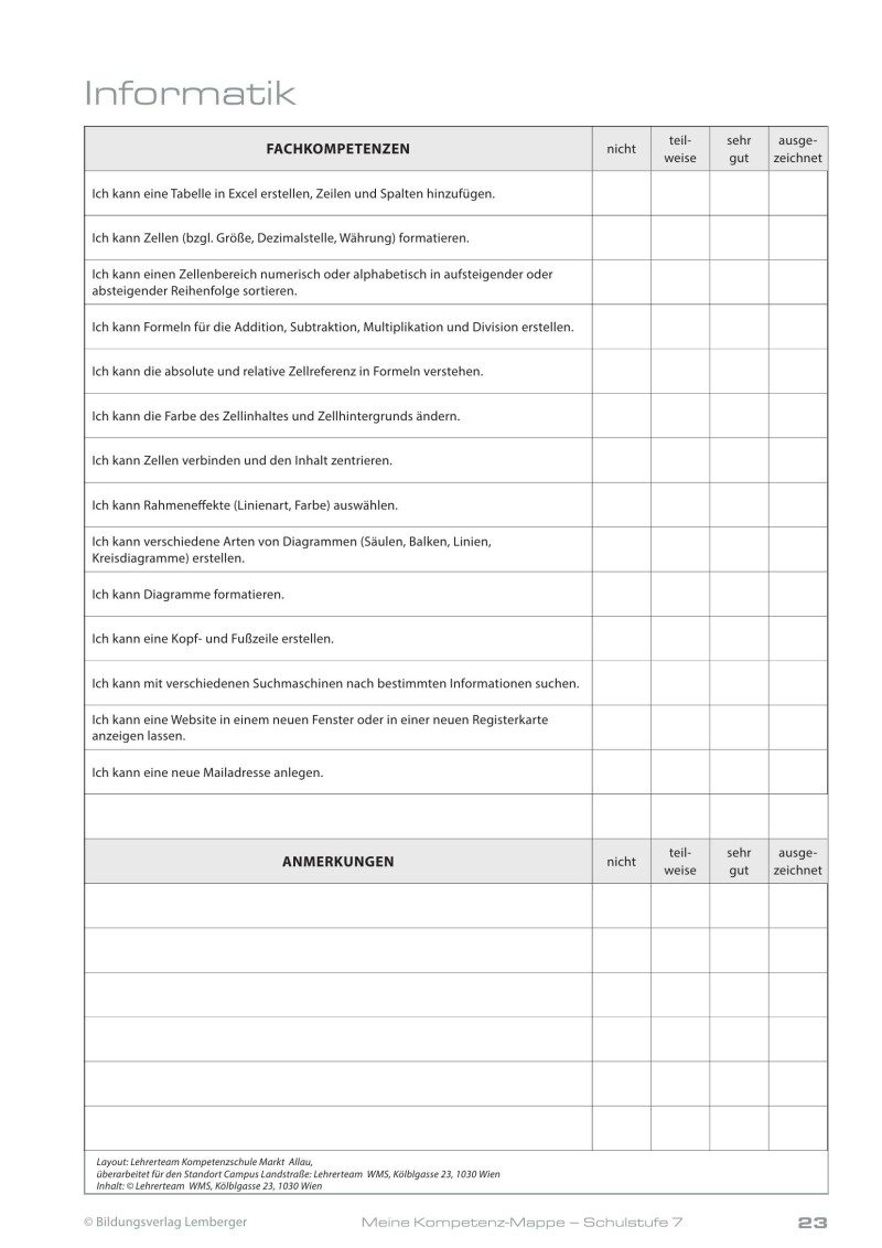 Kompetenz Lernen® - future training - Meine Kompetenz-Mappe 3. Klasse
