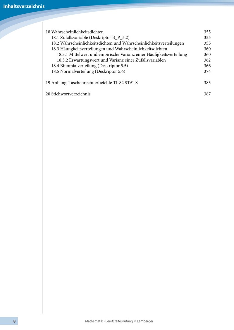 Berufsreifeprüfung Mathematik - Erarbeitungsteil