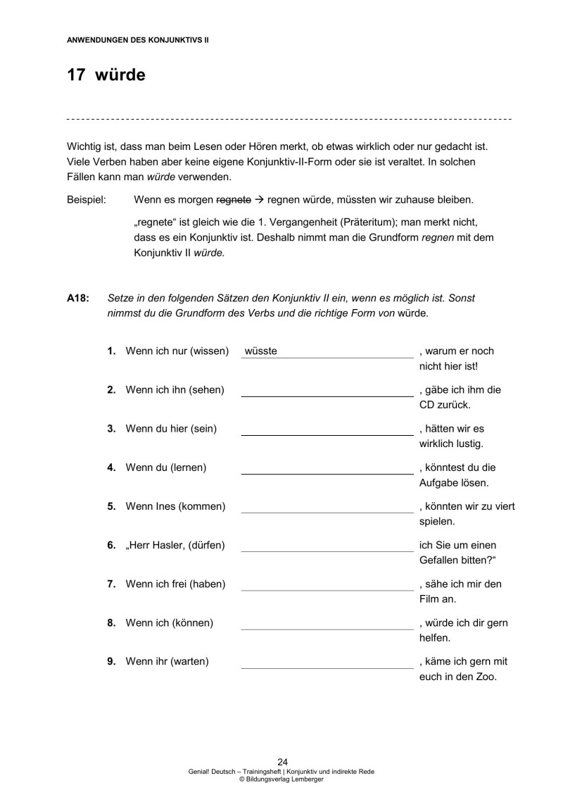 Genial! Deutsch – Trainingsheft Konjunktiv und indirekte Rede – Sek 1