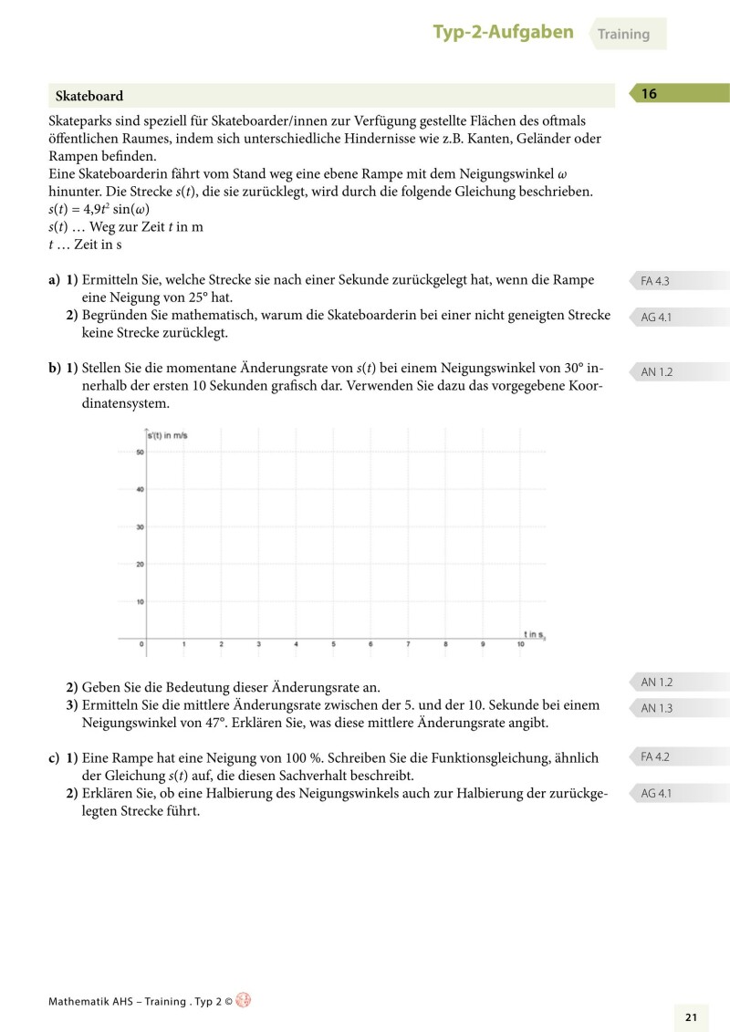 Grundkompetenzen Training Mathematik 12. Schulstufe - Typ 2-Aufgaben mit Lösungsteil