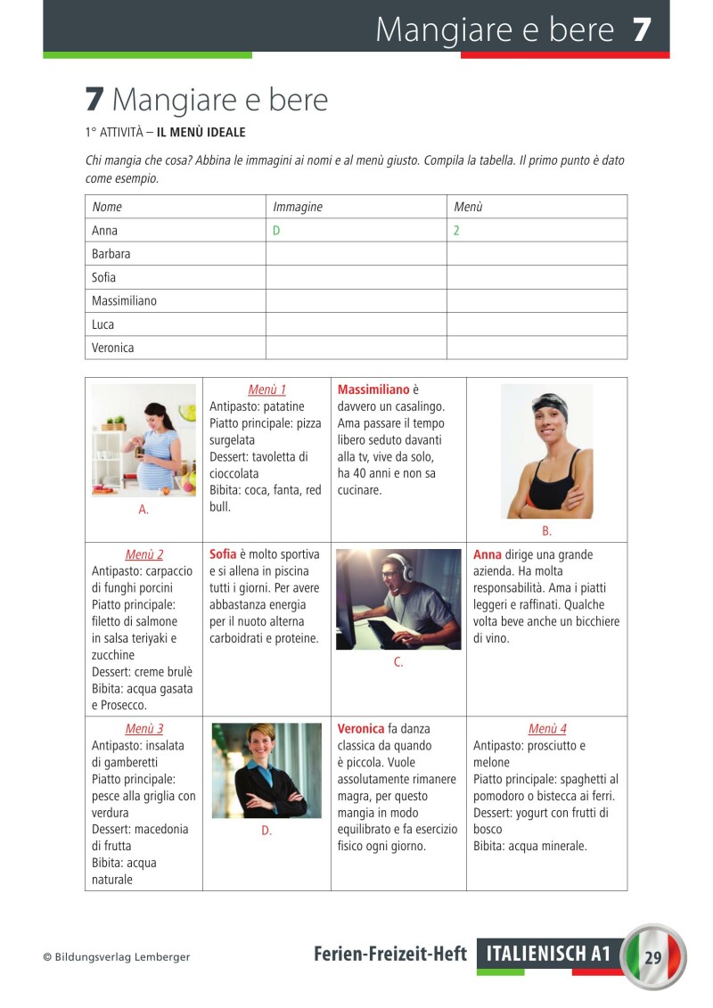 Ferien-Freizeitheft Italienisch A1