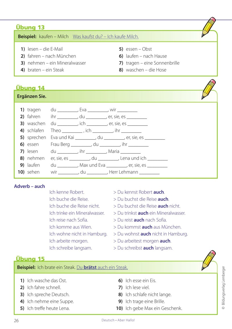 Deutsch - ABER HALLO! Grammatikübungen Grundstufe