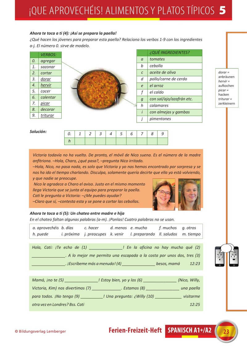 Spanisch – Ferien-Freizeit-Heft A1+/A2