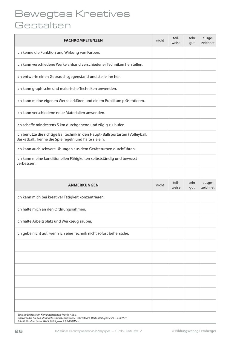Kompetenz Lernen® - future training - Meine Kompetenz-Mappe 3. Klasse