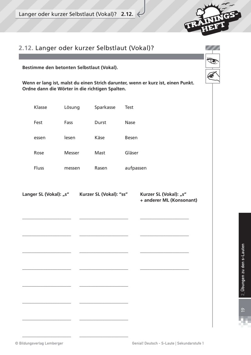 Genial! Deutsch – Trainingsheft s-Laute – Sek 1