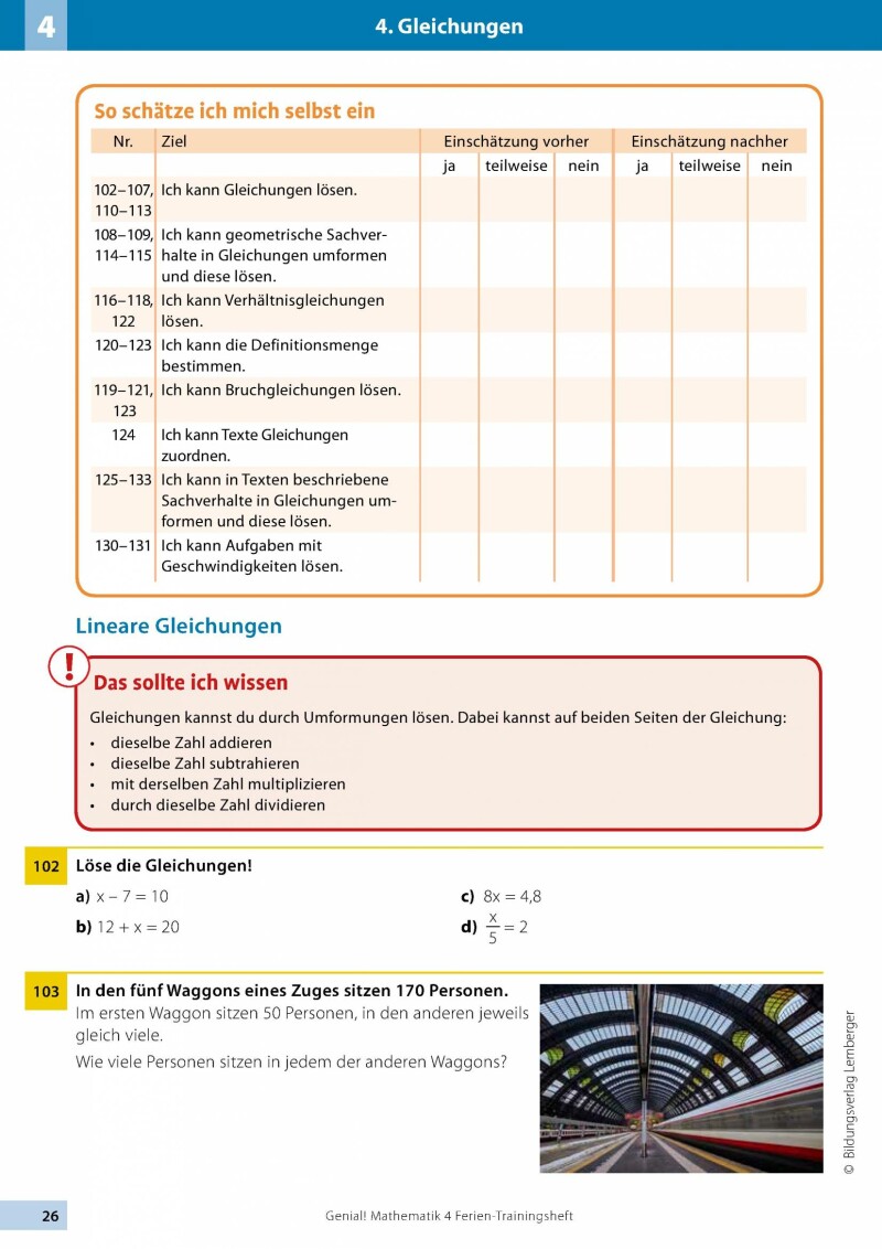 Genial! Mathematik 4 - Ich kann's!: Ferien-Trainings-Heft