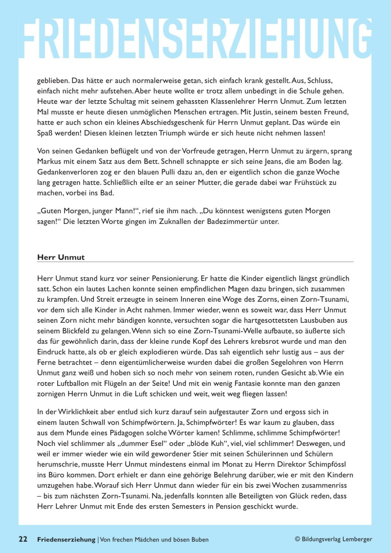 Friedenserziehung - Von frechen Mädchen und bösen Buben