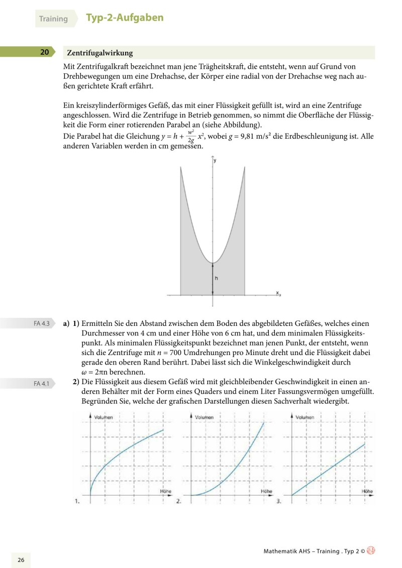 Grundkompetenzen Training Mathematik 12. Schulstufe - Typ 2-Aufgaben mit Lösungsteil
