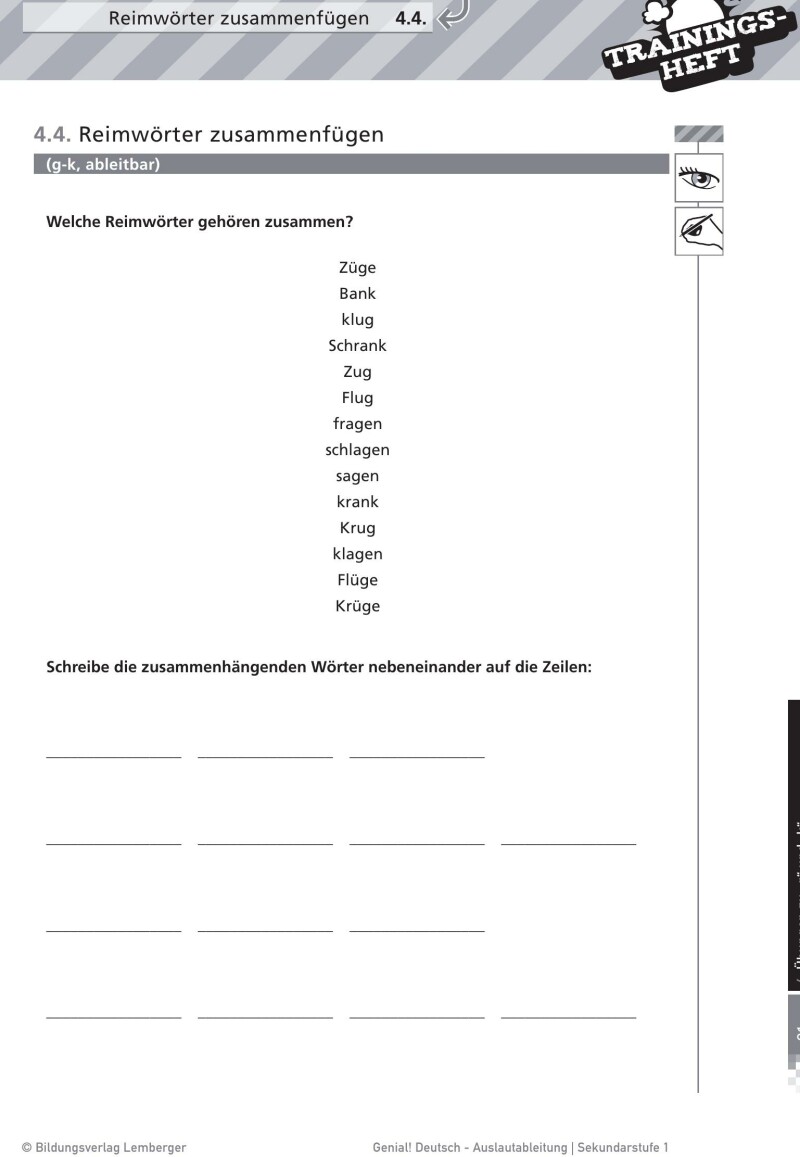Genial! Deutsch – Trainingsheft Auslautableitung – Sek 1
