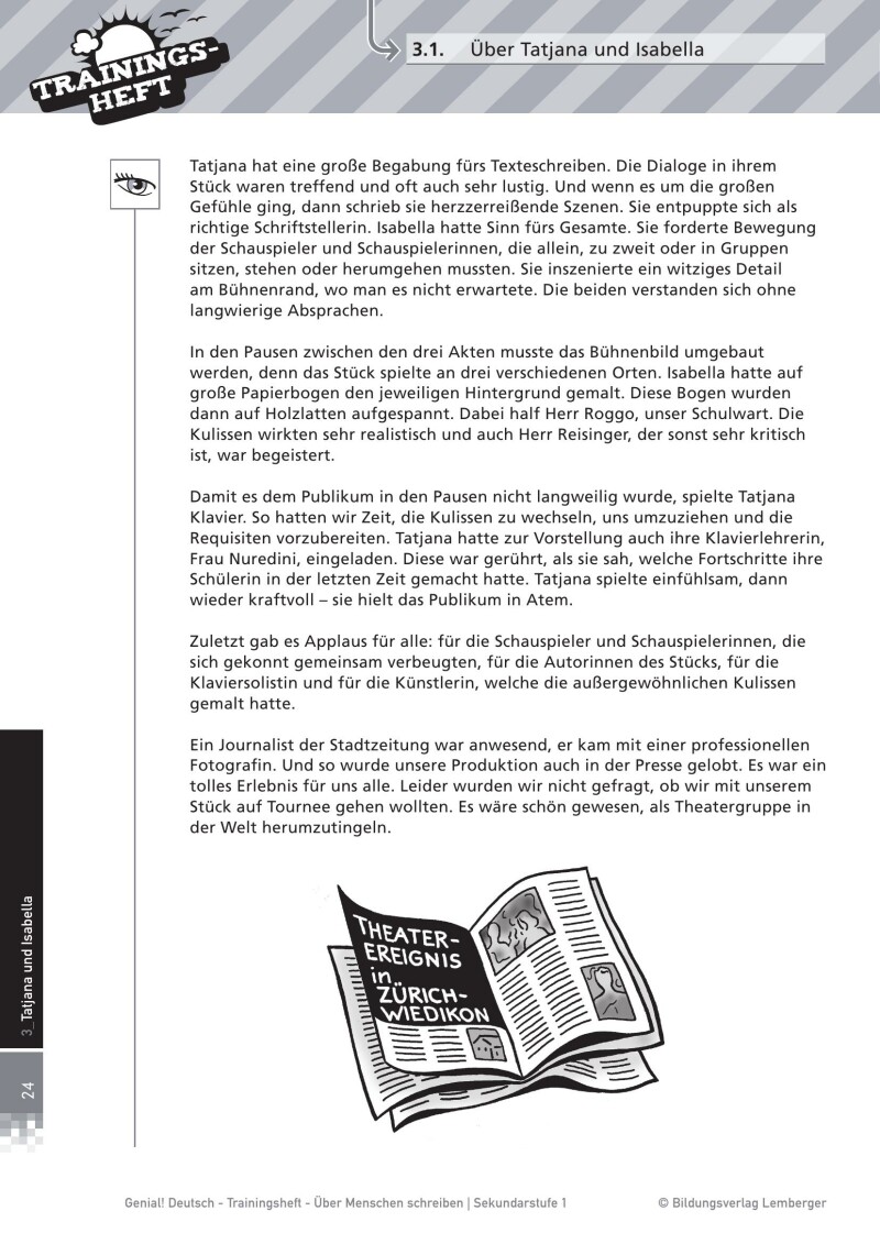 Genial! Deutsch – Trainingsheft Über Menschen schreiben: Schriftlich erzählen – Sek 1