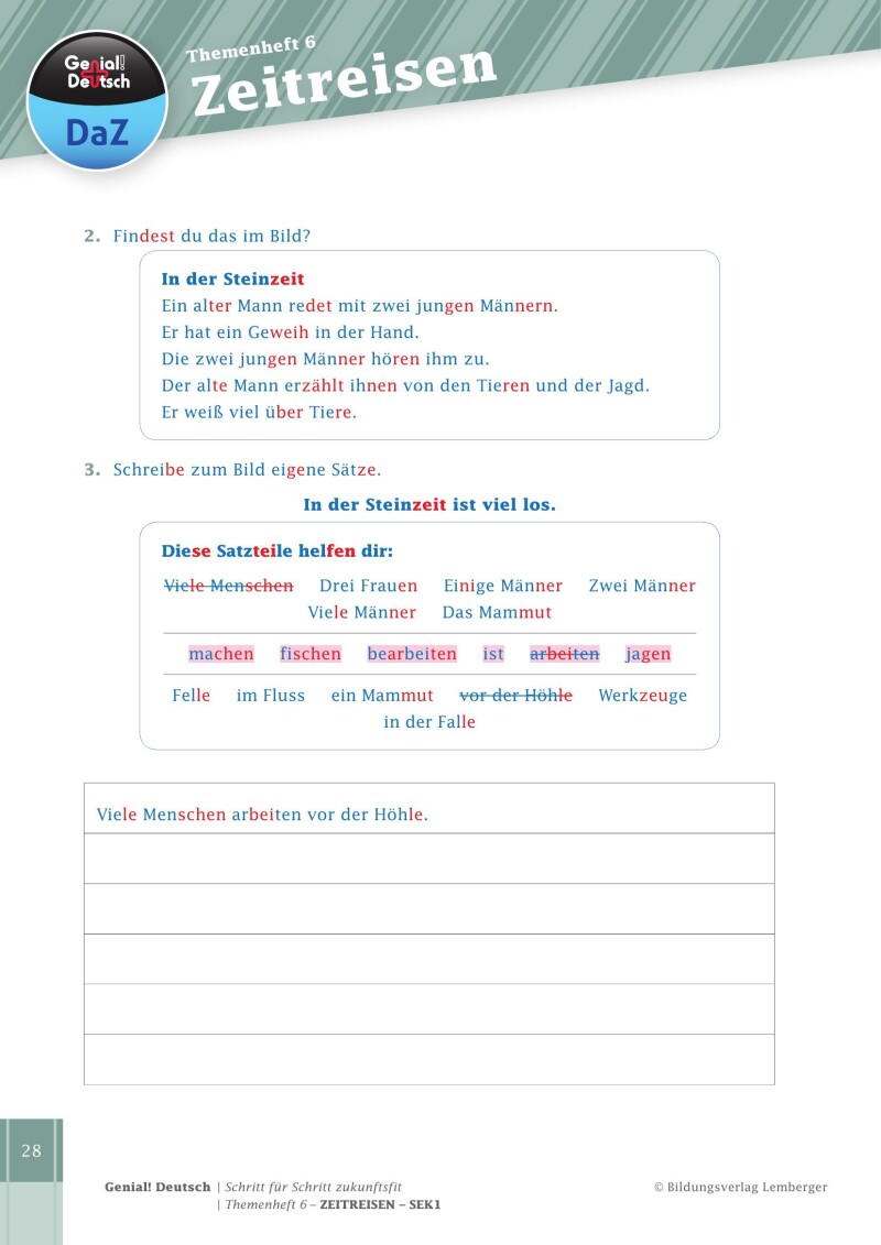 Genial! Deutsch DAZ – Schritt für Schritt zukunftsfit – Schulbuch – Themenheft 6 Sekundarstufe 1 – silbierte Ausgabe: Zeitreisen (inklusive 4 Wimmelbilder)