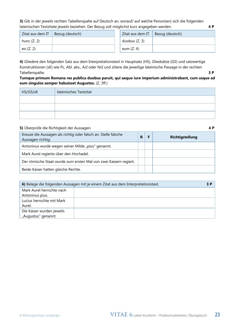 Vitae 6 / Probeschularbeiten