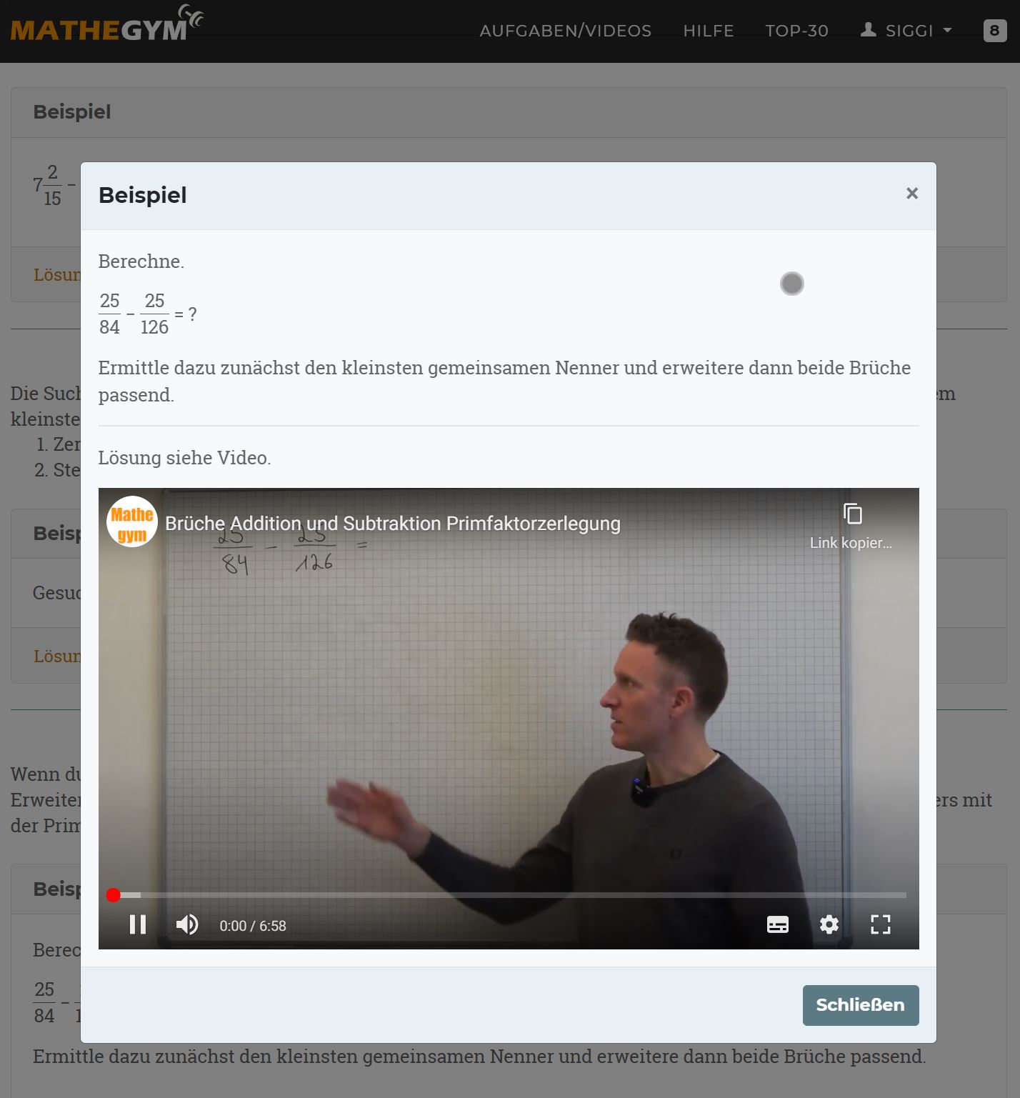 Hilfestellung inkl. Lernvideo