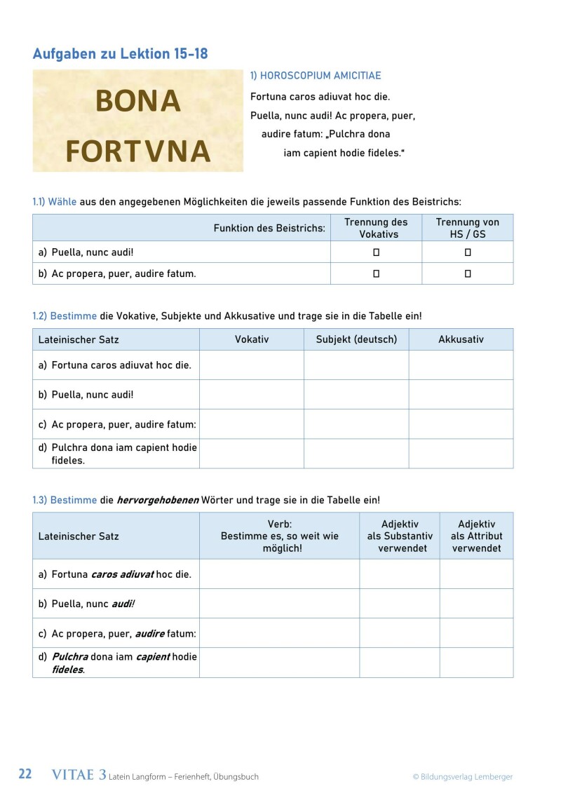 Vitae 3 / Ferienheft