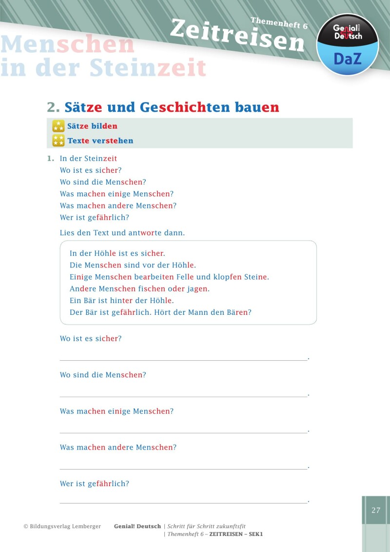 Genial! Deutsch DAZ – Schritt für Schritt zukunftsfit – Schulbuch – Themenheft 6 Sekundarstufe 1 – silbierte Ausgabe: Zeitreisen (inklusive 4 Wimmelbilder)