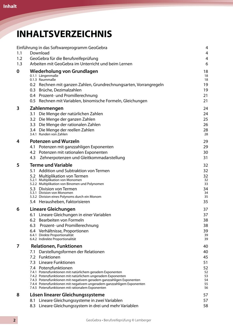 Berufsreifeprüfung Mathematik - Geogebra