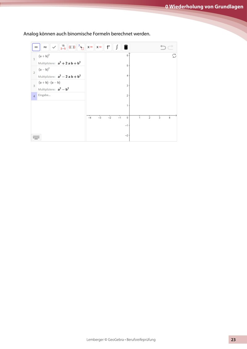 Berufsreifeprüfung Mathematik - Geogebra - Ausgabe BFI Salzburg