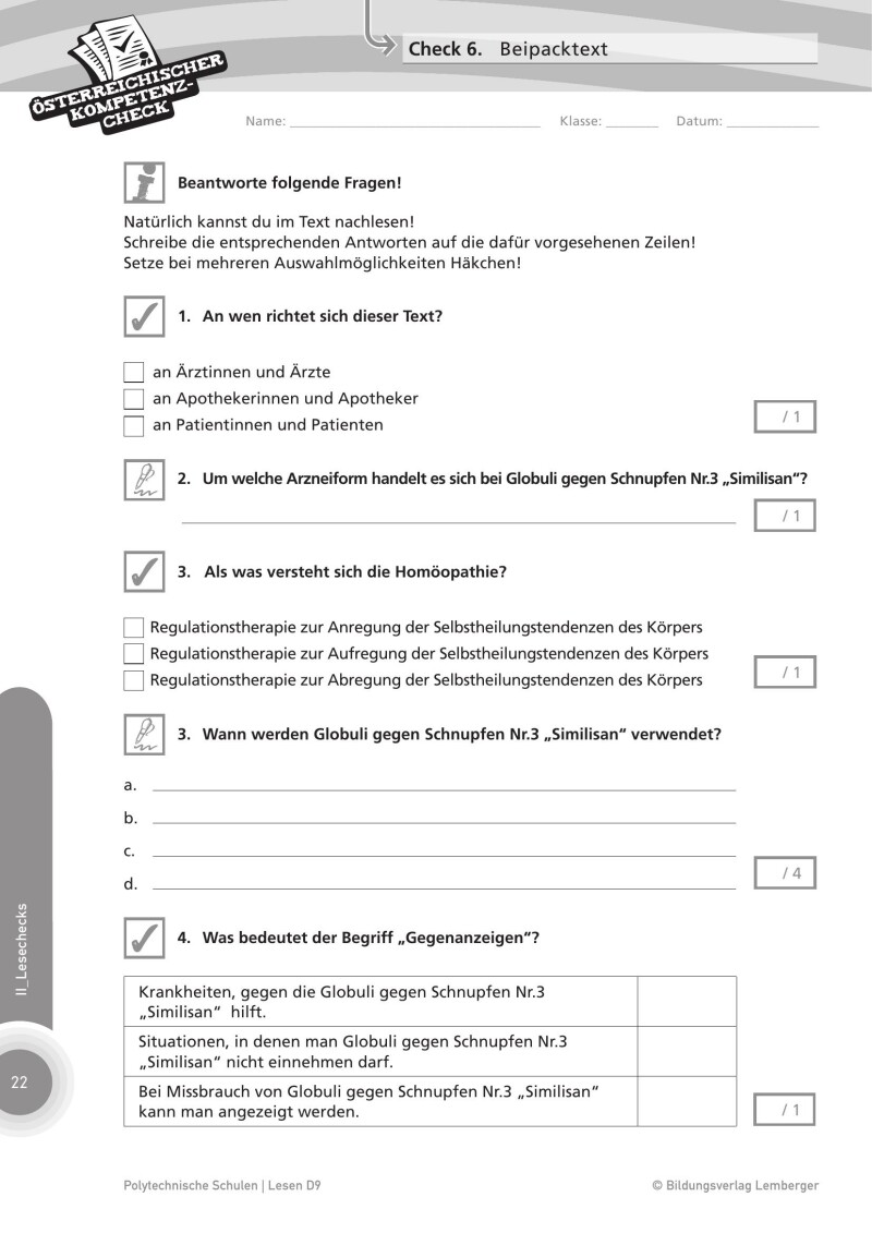 Genial! Deutsch – Evaluation: Österreichischer Kompetenz-Check Lesen D9, PTS
