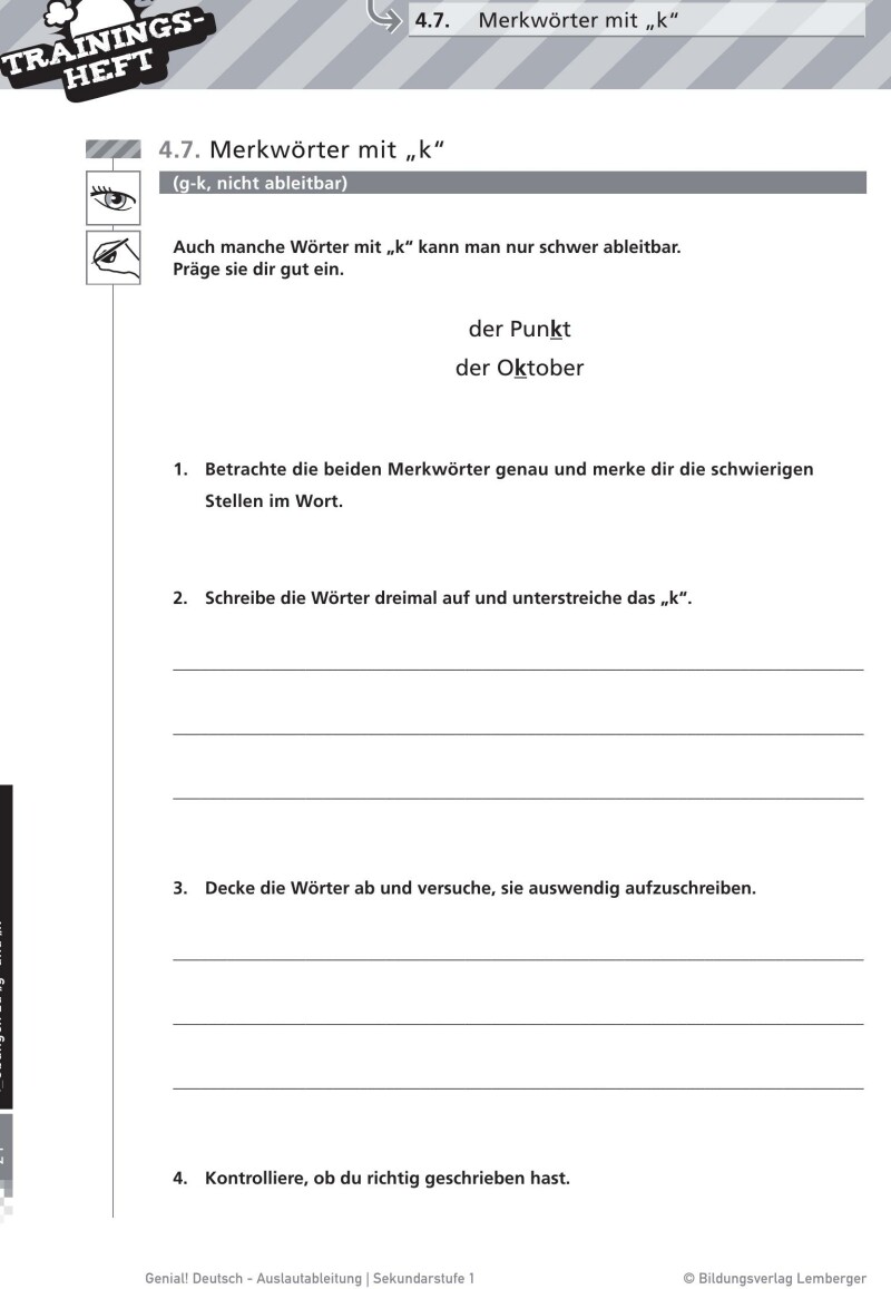 Genial! Deutsch – Trainingsheft Auslautableitung – Sek 1