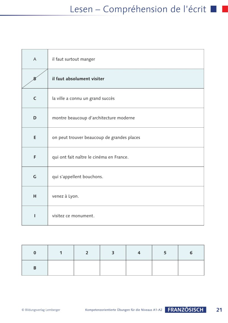 Französisch – Kompetenzorientierte Übungen für die Niveaus A1-A2