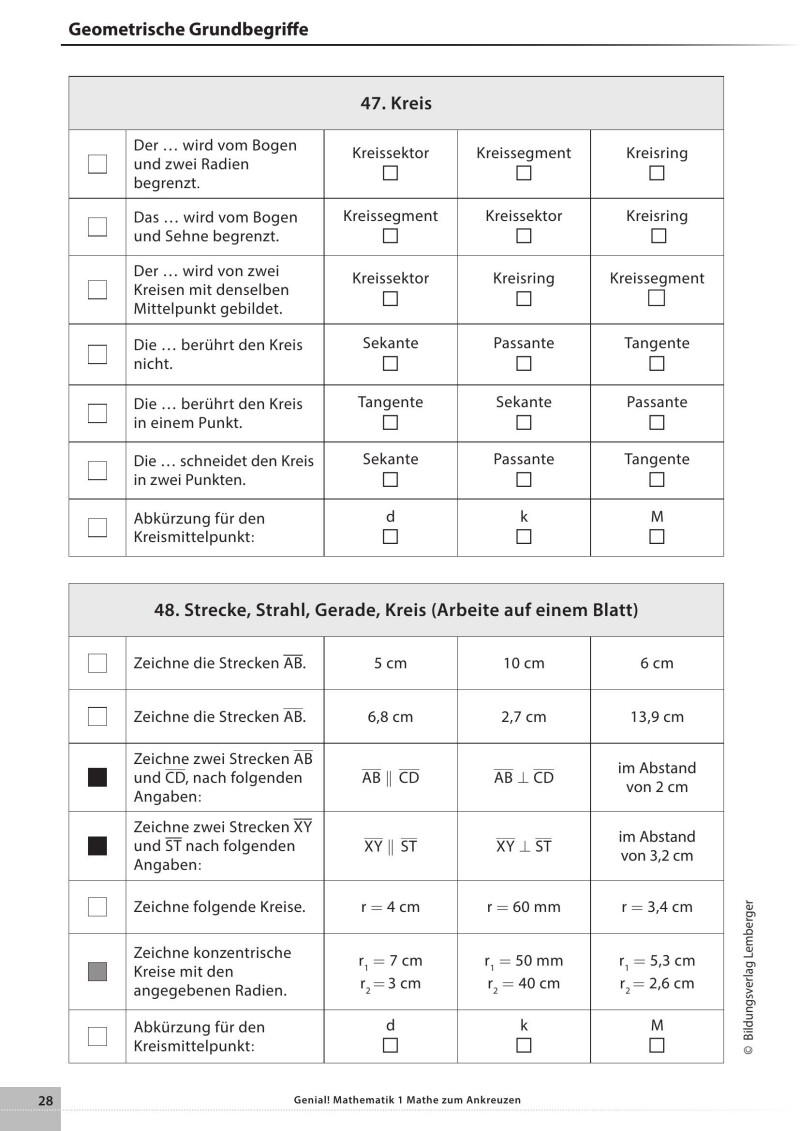 Genial! Mathematik – Kopiervorlagen 1: Mathe zum Ankreuzen 1 LP’23