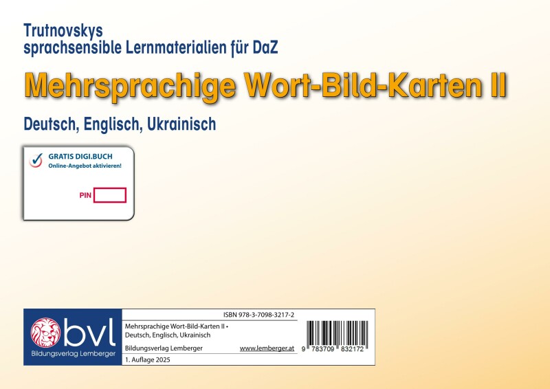 Trutnovskys sprachsensible Lernmaterialien für DaZ – Mehrsprachige Wort-Bild-Karten, Kapitel 11-20 – Deutsch, Englisch, Ukrainisch