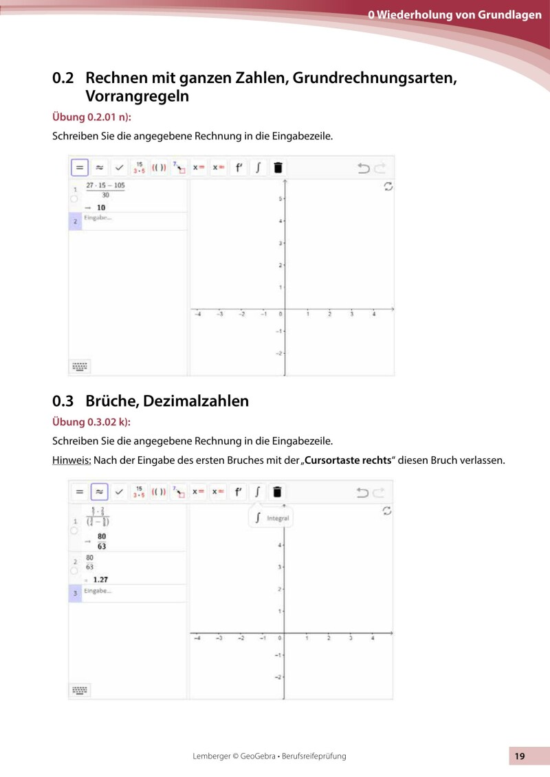 Berufsreifeprüfung Mathematik - Geogebra - Ausgabe BFI Salzburg