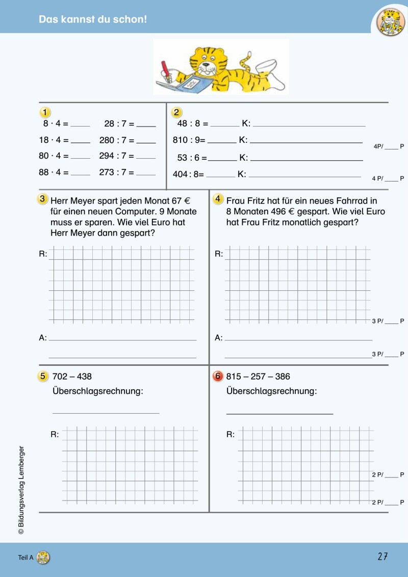 Mathetiger 4 NEU - Schulbuch Teil A (für das 1. Semester)