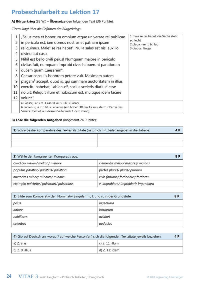 Vitae 3 / Probeschularbeiten
